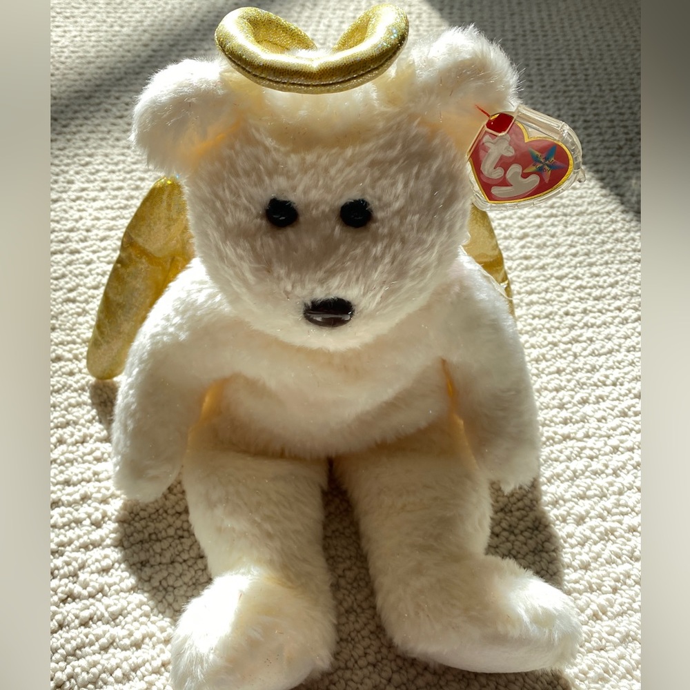 Vintage TY Beanie Buddy Halo II Angel Bear with Gold Wings 2000 New with tag - Picture 14 of 17